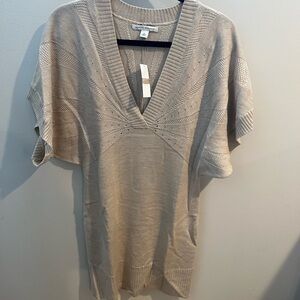 Banana Republic Light Taupe V-Neck Sweaterdress
